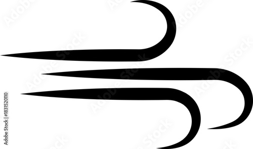 Black Wind Breeze Swirl Icon in Flat Line Style, Air Flow Symbol Pack with Abstract Curved Gust Shapes, Minimal Outline Weather Elements and Motion Lines Vector Illustration