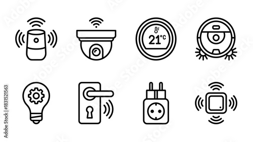Smart home automation devices and internet of things technology icons