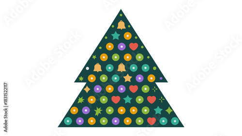 Festive Embellishments: a beautifully crafted artistic christmas tree, adorned with cheerful ornament for the holiday spirit.