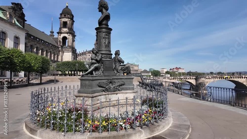 Walking around Johann Friedrich Böttger, located on Brühl’s Terrace in Dresden, Germany