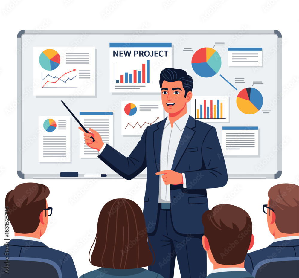 Fototapeta premium Presenting Concept Vector Illustration.