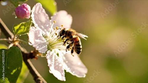 Sweeping vista of an orchard or field in full bloom, gentle breeze causing a serene ripple effect across a sea of pastel flowers. Expansive landscape view, capturing the scale and peacefulness of a?