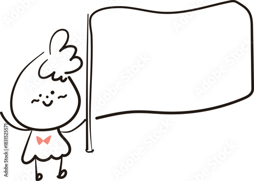 (Flag) hand drawn lady icons. Vector illustration.	