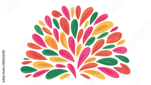 Explosion of Colors: A vibrant display of colorful petals radiates outwards, creating a cheerful burst of energy and joy.