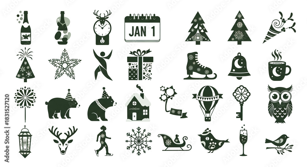 Fototapeta premium Festive Christmas Elements Collection.