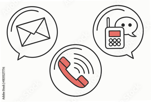 Hand Drawn Communication Icons Phone Email Mobile Chat telephone handset