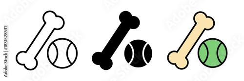 Pet toy icon usually depicted as a ball, bone, or chew toy, symbolizing pet play and entertainment.