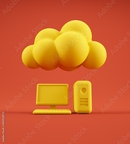 Bright yellow cloud above c...