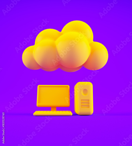 Bright yellow cloud above c...