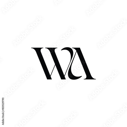WA monogram logo design letter text name symbol monochrome logotype alphabet character simple logo