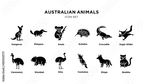 Australian animals icon set
