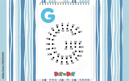 Blue letter G dot to dot activity page connect the dots