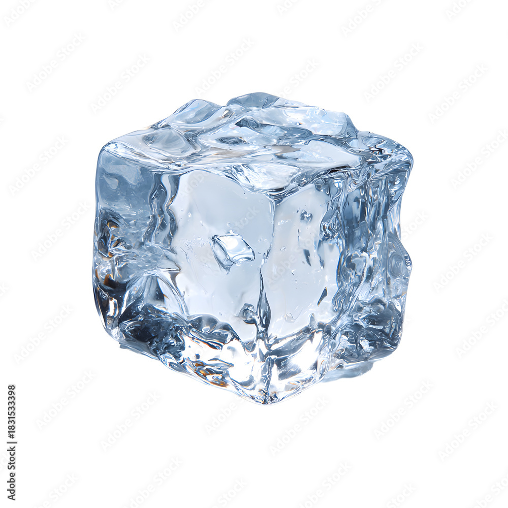Obraz premium Refreshing Fresh Cool Ice Cube Isolated On Clean White Background