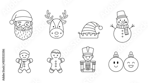 Festive Holiday Icons: A collection of charming Christmas-themed icons that represent the spirit of the season with joy and cheer. Perfect for enhancing any holiday design.