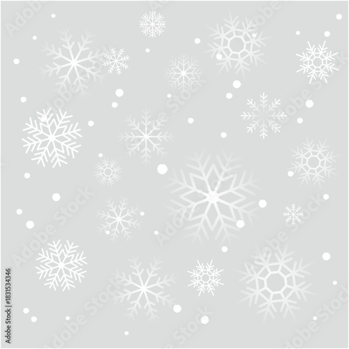 雪降るイメージの雪の結晶と雪のシンプルな背景イラスト
