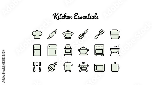 A collection of essential kitchen items and cooking utensils for culinary activities.