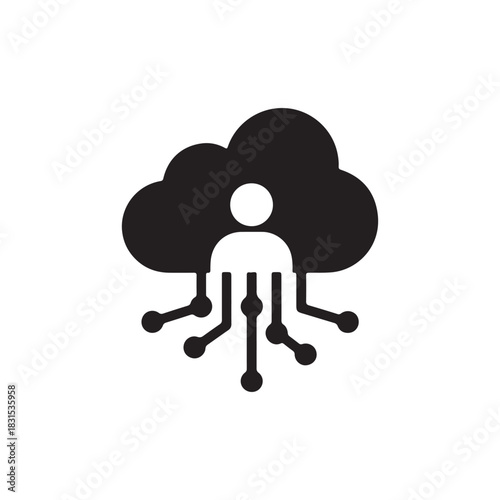 Solid icon for user data stored in the cloud, network, or online service.

