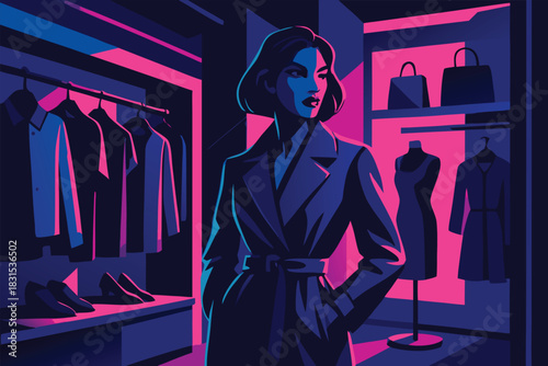 Stylish Clothing Store Interior Vector Illustration