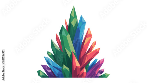 Crystalline Symphony: A mesmerizing array of multifaceted crystals bursts forth with vibrant hues, showcasing the breathtaking beauty and geological wonders found deep within the earth.