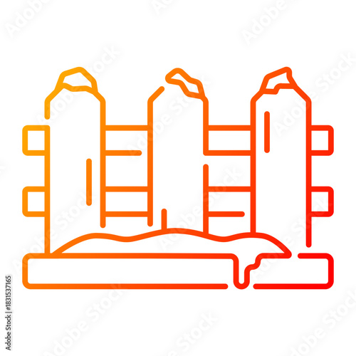 Fence icon. wooden, boundary, barrier, outdoor, garden, rustic, property, structure, plank, enclosure. Vector Icon Illustration