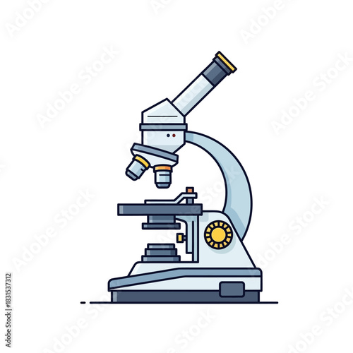Detailed illustration of a laboratory microscope for scientific investigation and research