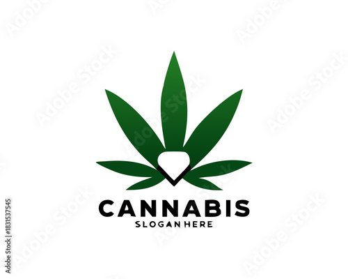 cannabis leaf logo. marijuana health medical logo design template vector illustration