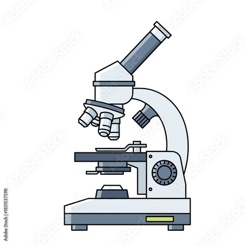 Stylized Illustration of a Microscope Depicting Scientific Research and Observation Processes