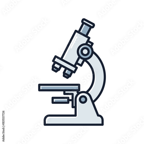 Stylized vector illustration of laboratory microscope for scientific research purposes