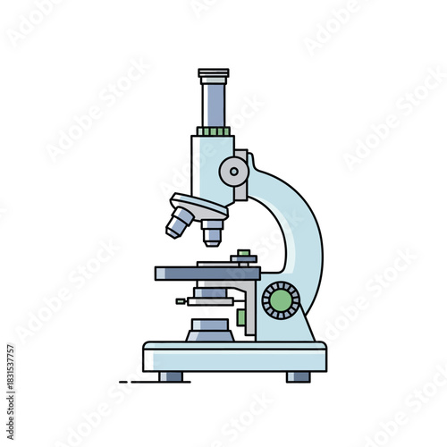 Detailed Microscope Illustration Emphasizing Scientific Research and Laboratory Equipment Tool