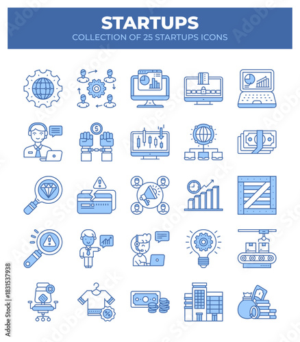 Collection of 25 Startup Icons. Business. Finance. and Marketing Visuals