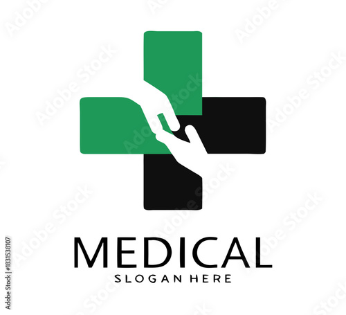 Medical pharmacy logo design template. vector logo. Medical icons