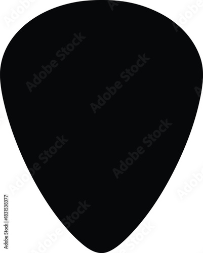 Black Guitar Pick Icon - Music Plectrum Silhouette for Band Logo and Rock and Roll Design