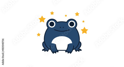 Photos Cartoon frog illustration with stars on white background for various uses