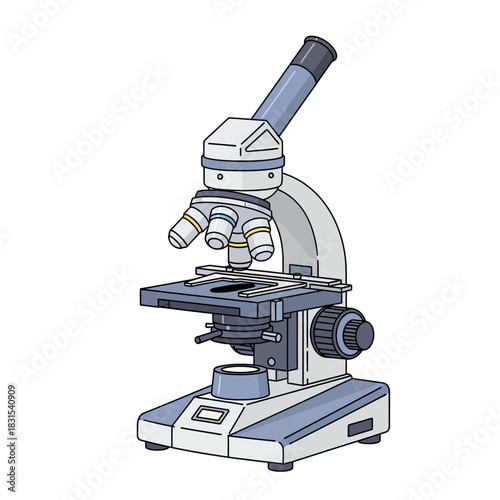 Illustration of a laboratory microscope, a vital tool for advanced scientific research exploration