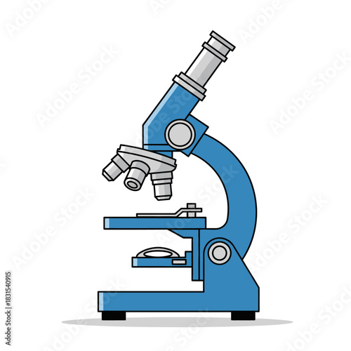 Detailed blue microscope illustration for scientific exploration and discoveries in laboratory