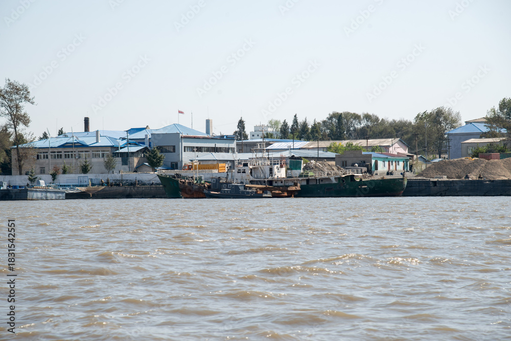 Obraz premium Dandong Industrial Port and Factory Complex, Liaoning Province, China