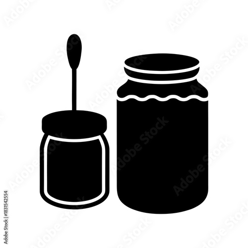 Sweet Jam Honey Jar Flat Icon Isolated on White.