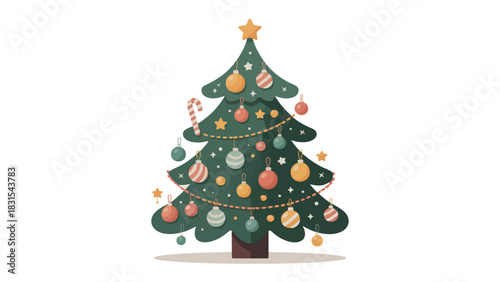 Holiday Cheer: A vibrantly decorated christmas tree, adorned with glittering ornaments and twinkling lights, radiates the festive spirit of the holiday season.