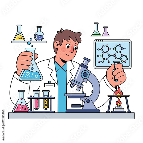 Scientific pursuit: Experimentation in the laboratory of chemistry and microscopic analysis