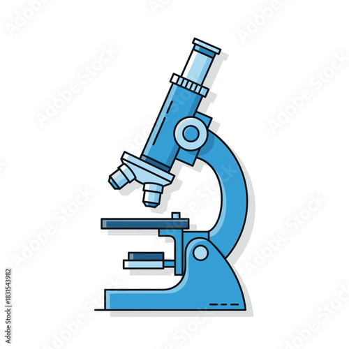 Detailed light blue microscope illustration with clean lines for scientific exploration and