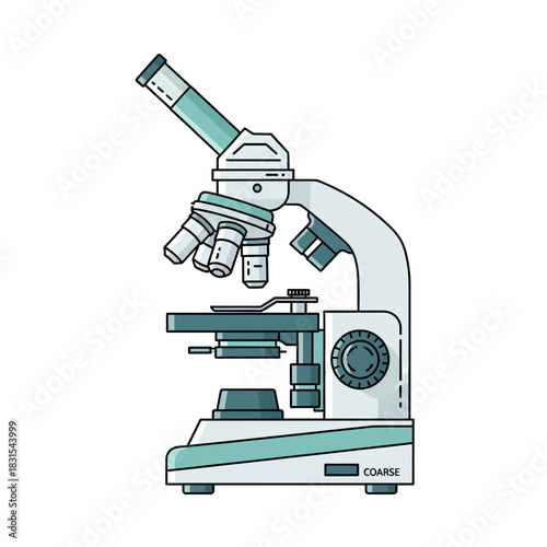 Detailed illustration of a microscope in a laboratory setting showcasing scientific examination