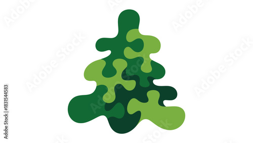 Puzzle Tree: A stylized illustration of a tree formed by puzzle pieces in shades of green, perfect for representing growth, connection, and the environment. 