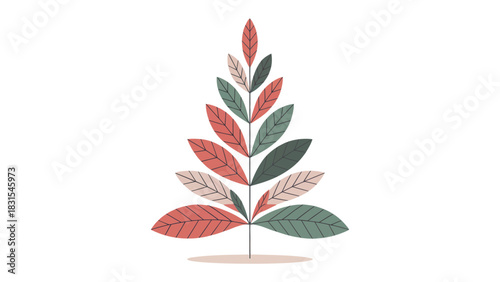 Simplified Tree Illustration: An elegant minimalist tree design with colorful leaves. This simple graphic captures the essence of nature with a touch of modern flair.