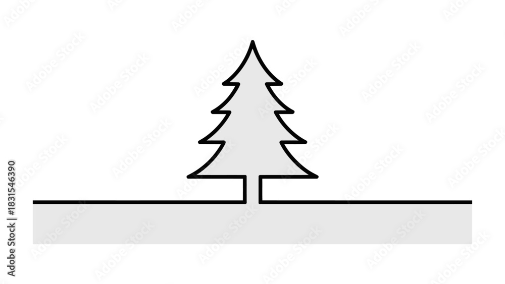 Obraz premium Simple Pine Tree: A minimalist illustration of a solitary pine tree stands proud against a clean, uncluttered backdrop, symbolizing growth and tranquility.