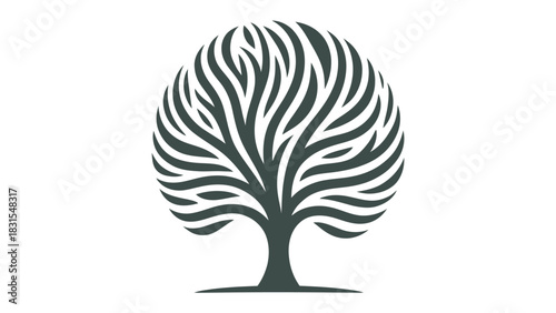 Stylized Tree Logo: An elegant and minimalist tree logo, representing growth, nature, and environmental awareness, perfect for branding and design projects.