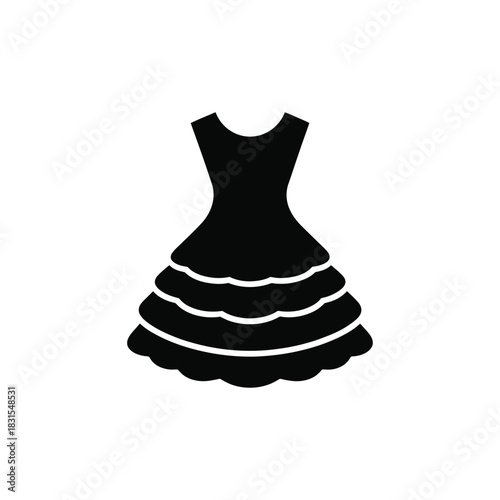 Simple black silhouette of a frilly dress