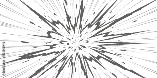 Abstract radial burst gray lines explosion effect graphic element design