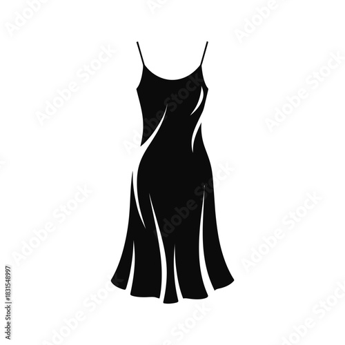Elegant black slip dress with thin straps