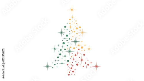 Festive Sparkle Tree: A vibrant and modern Christmas tree crafted from sparkling stars and dots, radiating a sense of holiday cheer and festive brilliance.