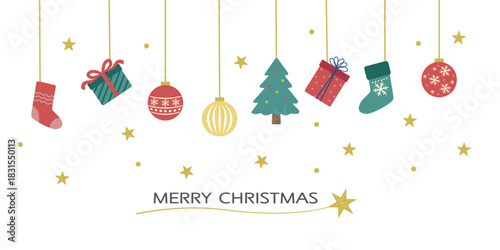 クリスマスバナー　オーナメント　クリスマスの背景